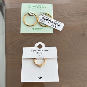 Bundle of 2 Gold Hoop Earrings & Ring Set. NWT.